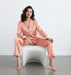 Plain Silk Night Suit - Dusty Rose