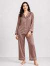 Plain Silk Night Suit - Dust Brown