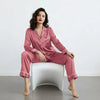 Plain Silk Night Suit - Dark Pink