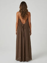 Stunning Backless Maxi Dress - Brown