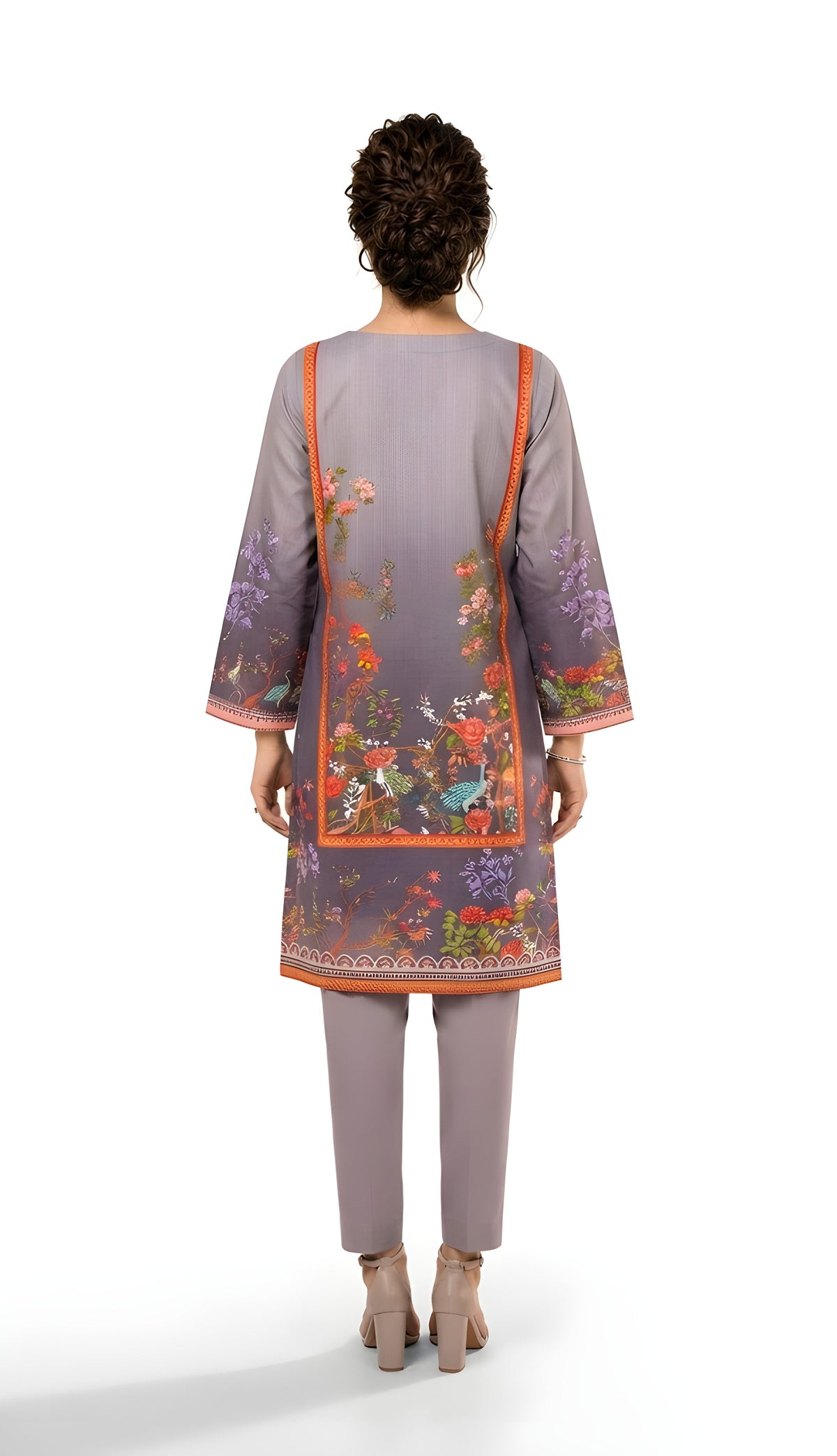 Lilac Garden Printed 2-Piece Suit with Straight Trousers