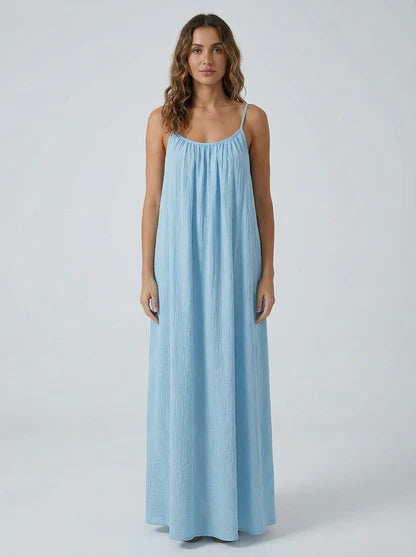 Stunning Backless Maxi Dress - Sky Blue