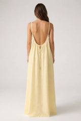 Stunning Backless Maxi Dress - Butter Yellow