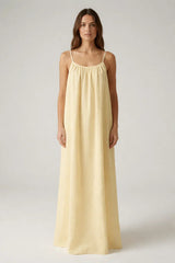 Stunning Backless Maxi Dress - Butter Yellow