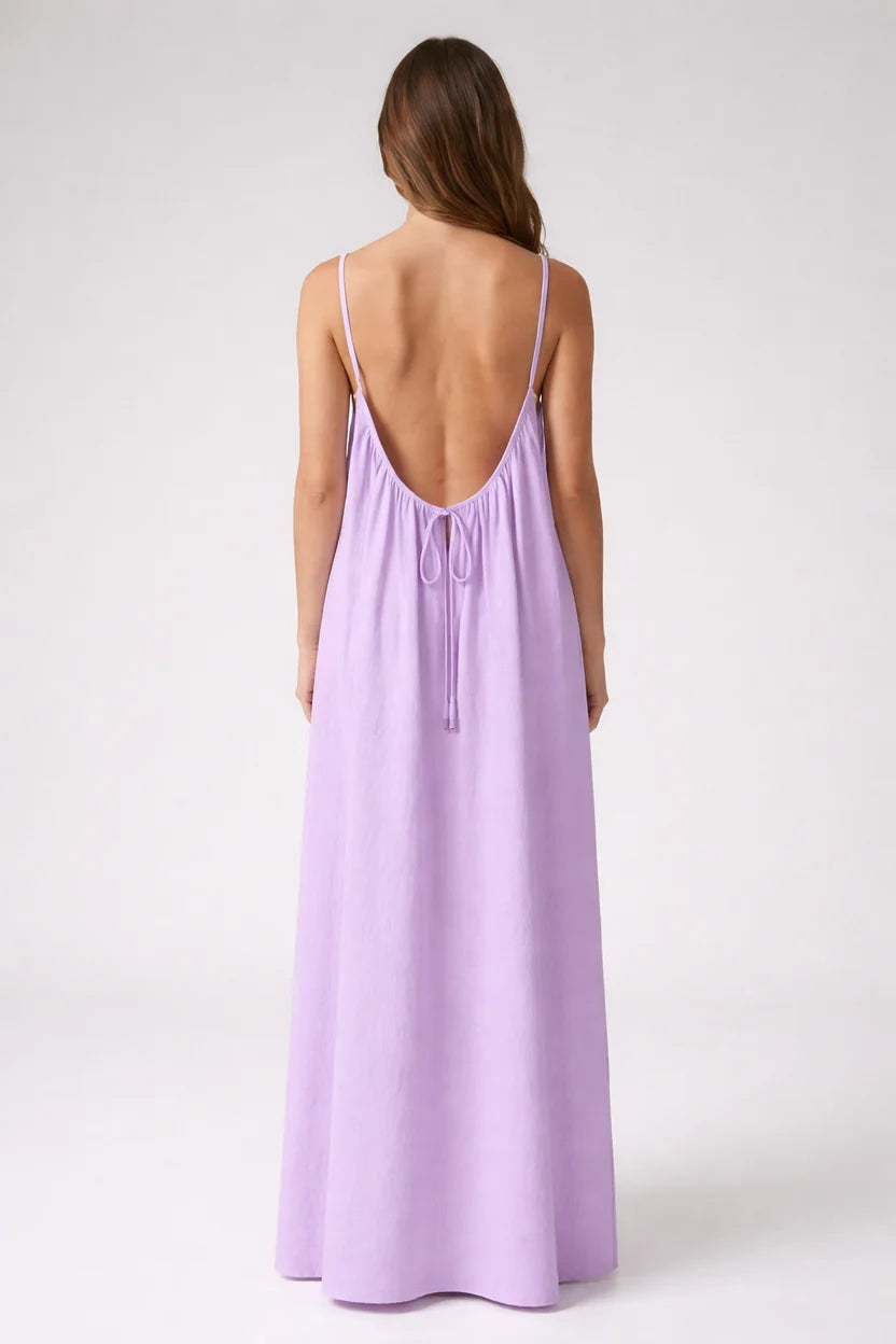 Stunning Backless Maxi Dress - Lilac