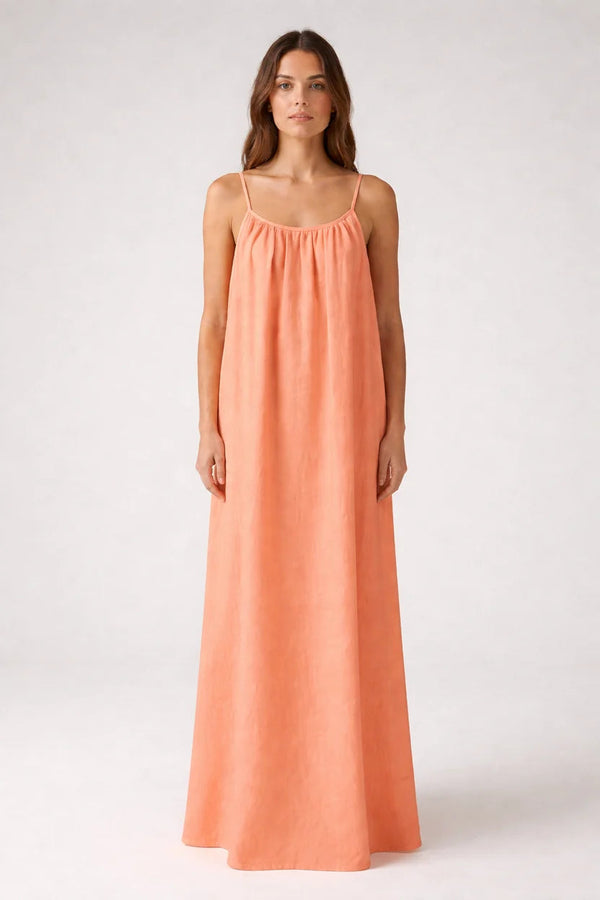 Stunning Backless Maxi Dress - Coral Peach