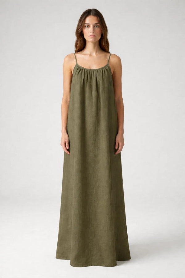 Stunning Backless Maxi Dress - Olive