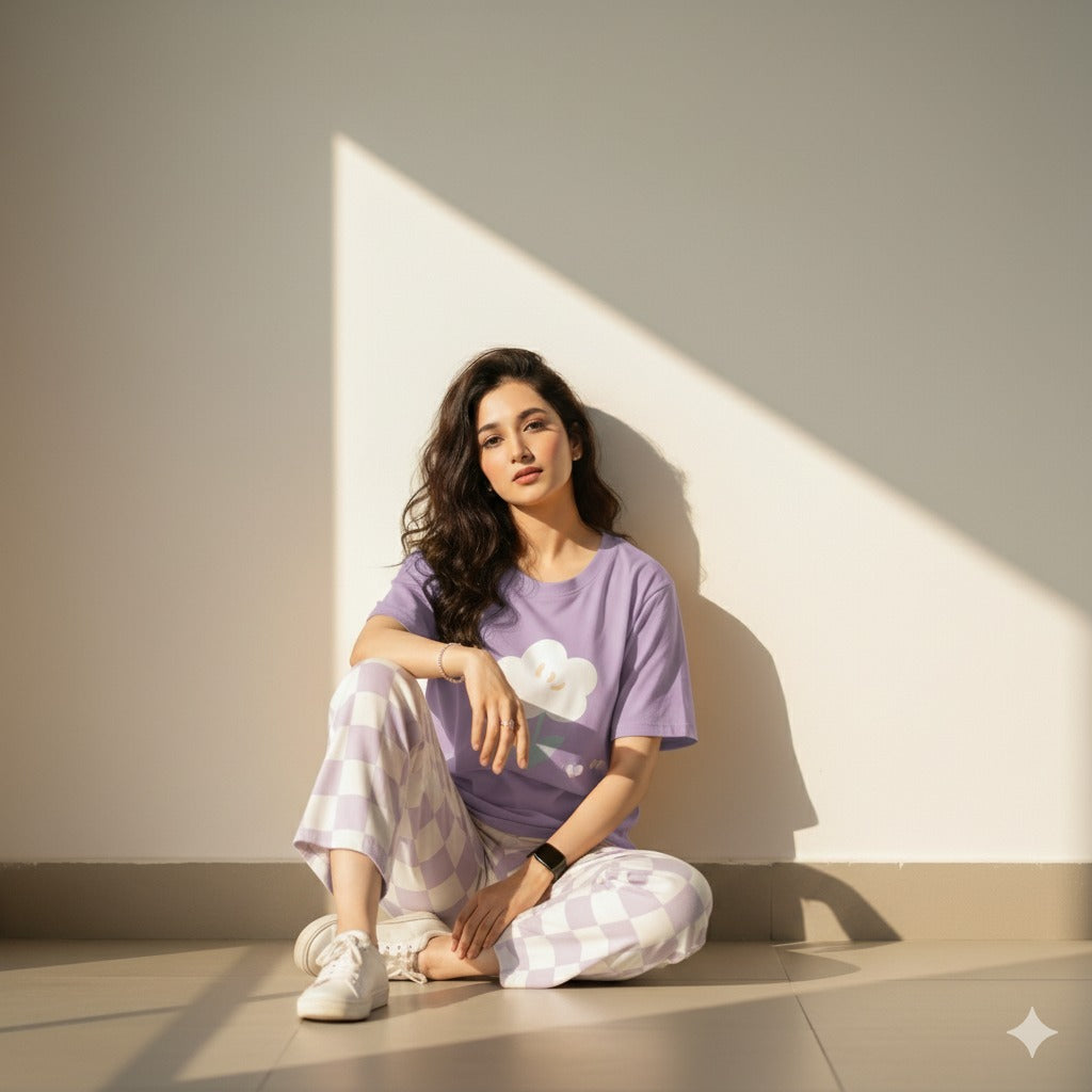 Purple Flower Printed - PJ Suit