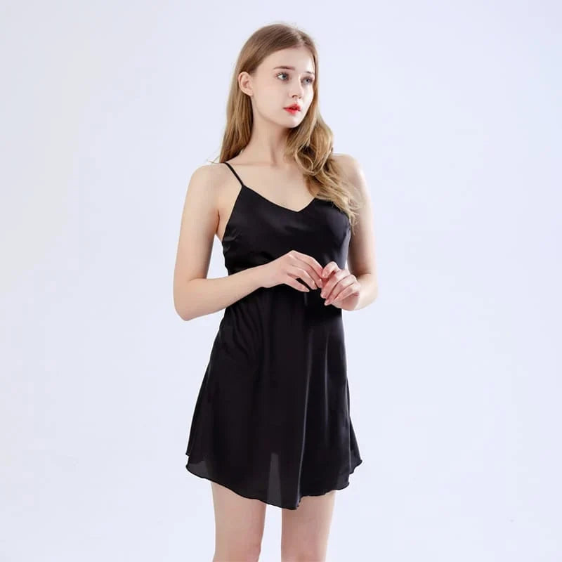 Malai Silky Nightgown - Black