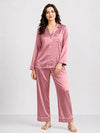 Plain Silk Night Suit - Vintage Rose