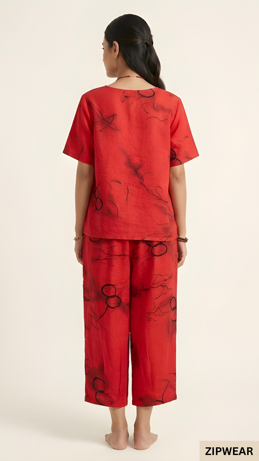 HN Red Ring Capri Printed - PJ Suit