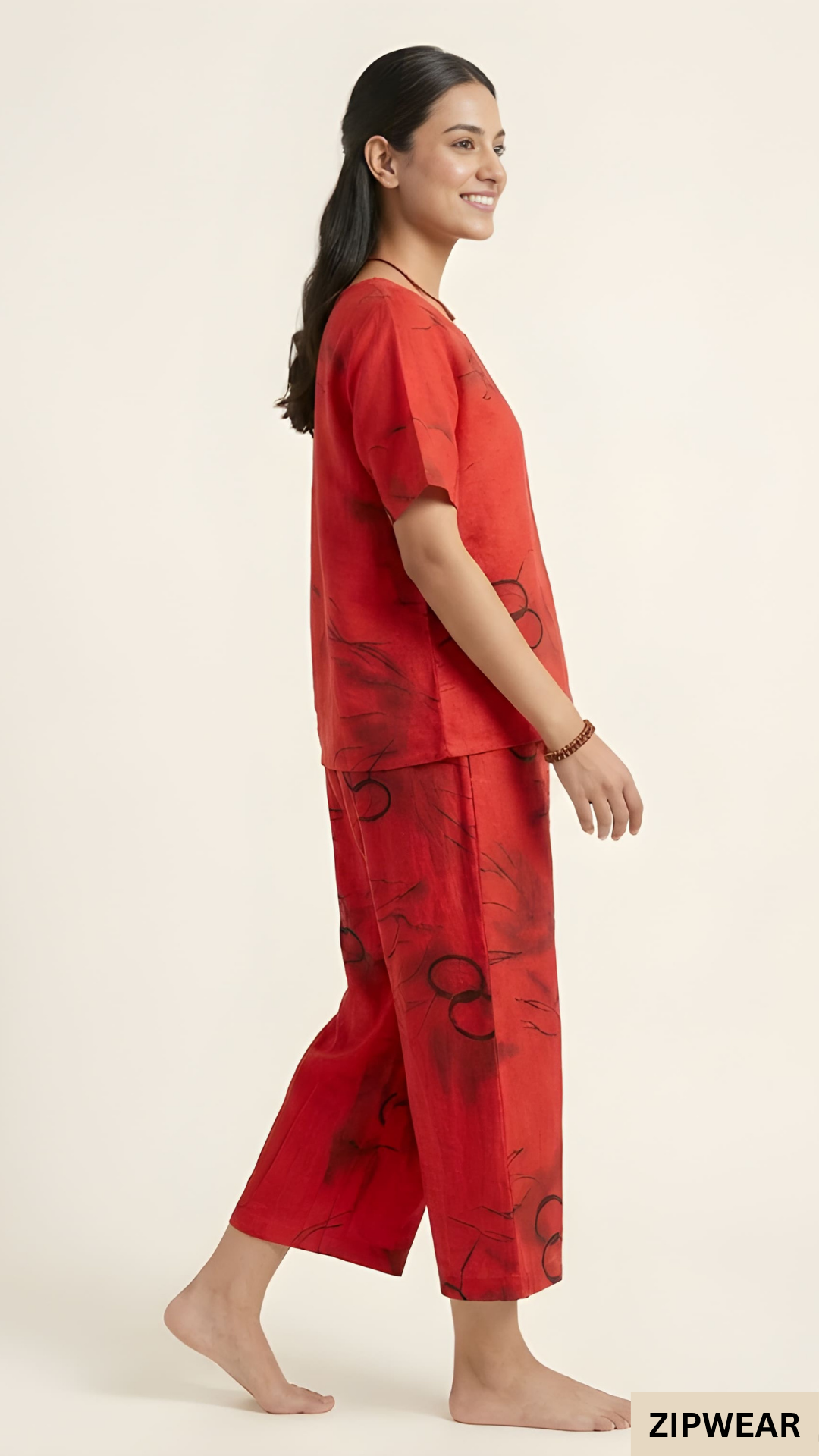 HN Red Ring Capri Printed - PJ Suit
