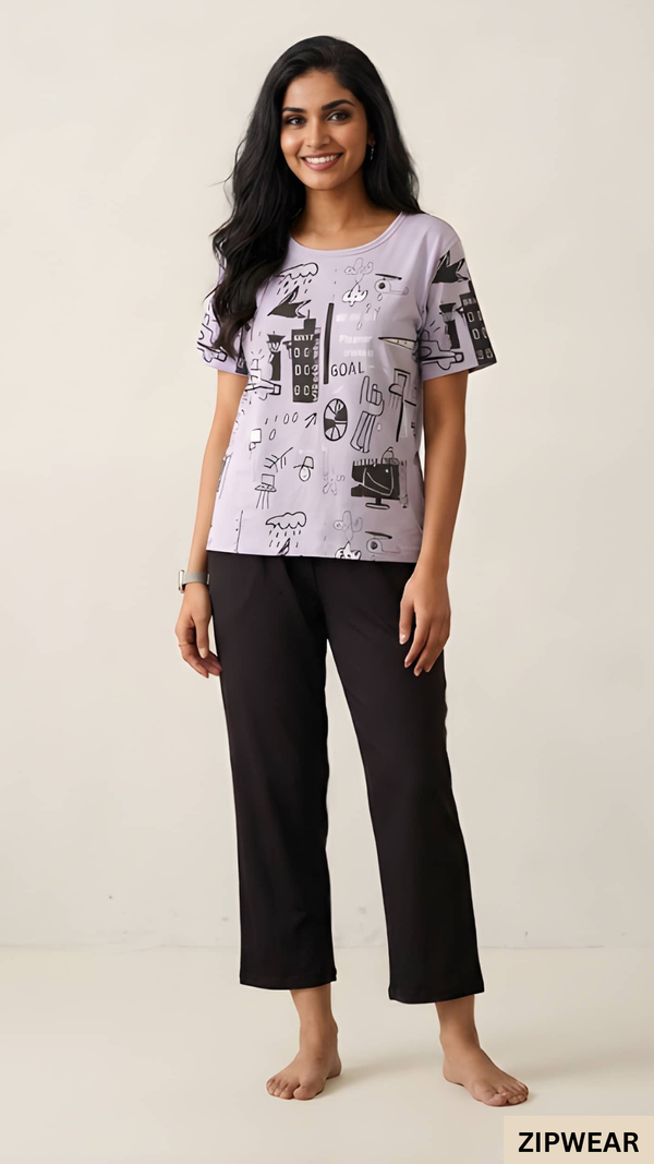 Planet Printed Purple - PJ Suit