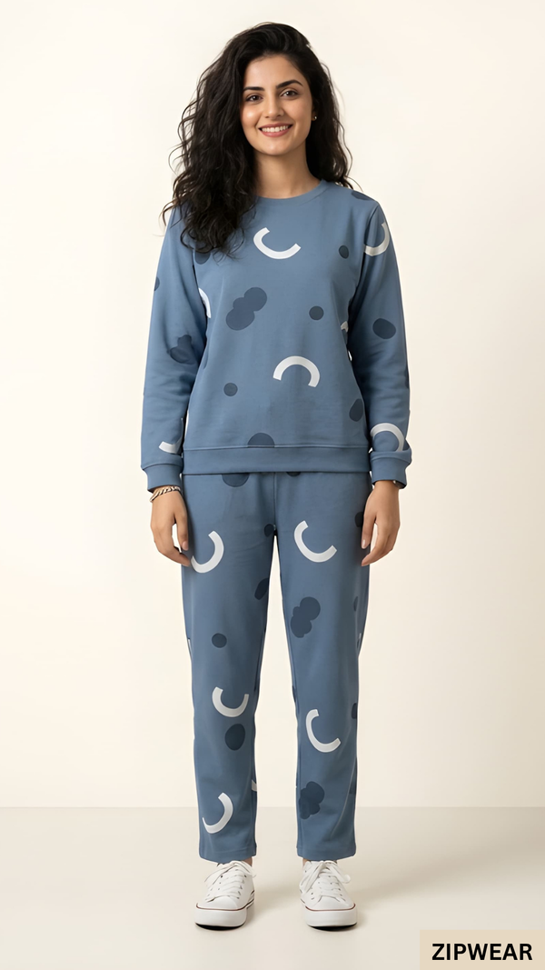 Moon Printed Blue - PJ Suit