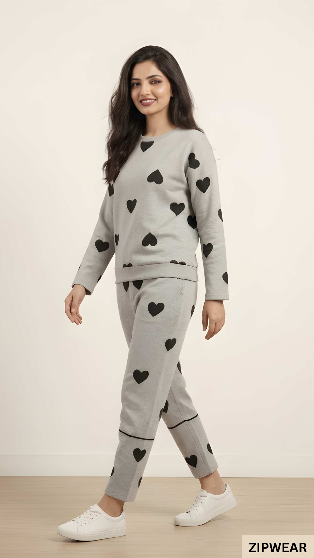 Grey Heart - Full Sleeves PJ Suit