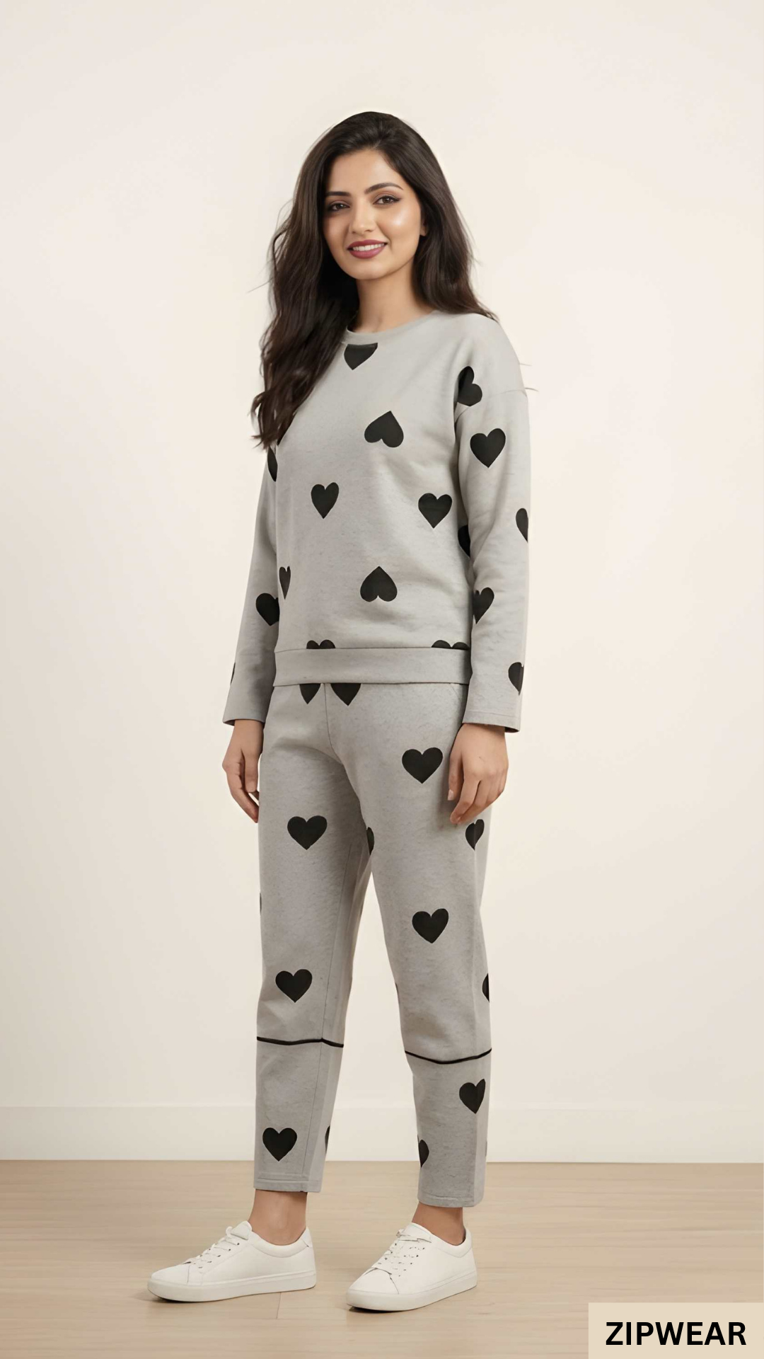 Grey Heart - Full Sleeves PJ Suit