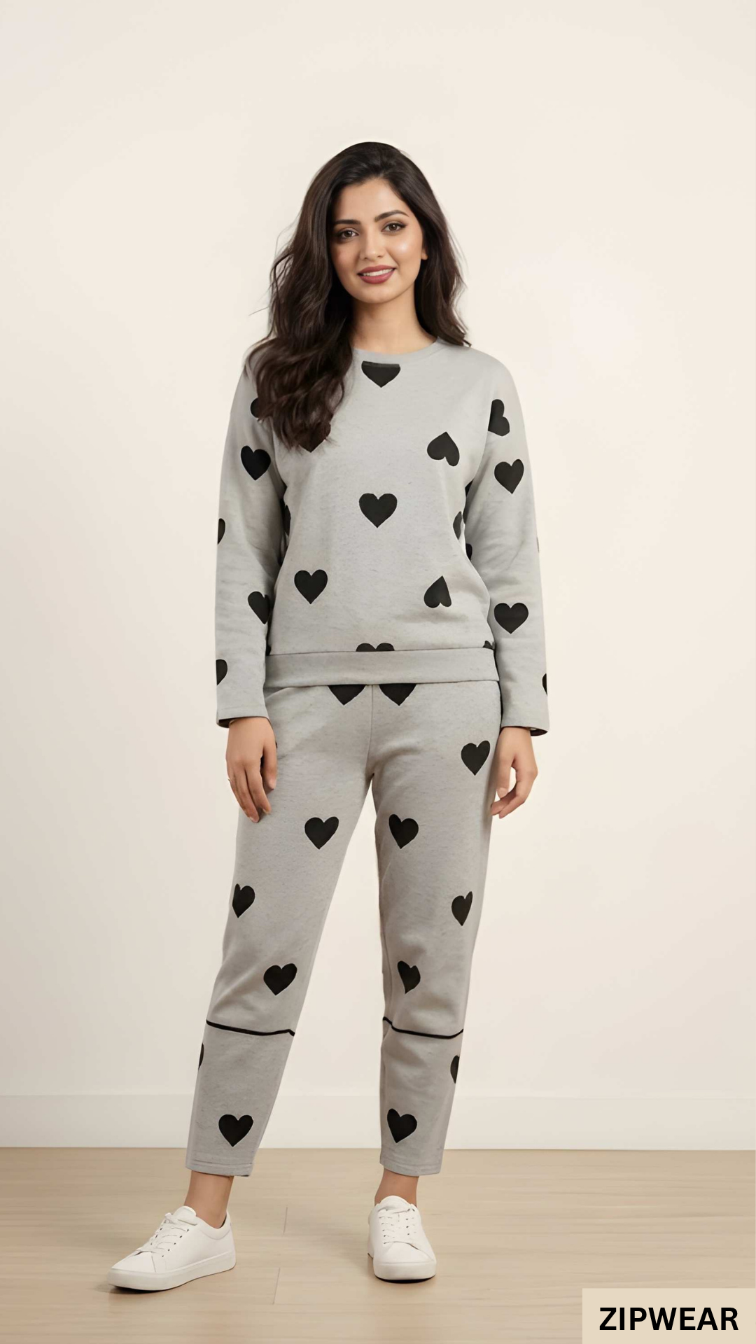 Grey Heart - Full Sleeves PJ Suit