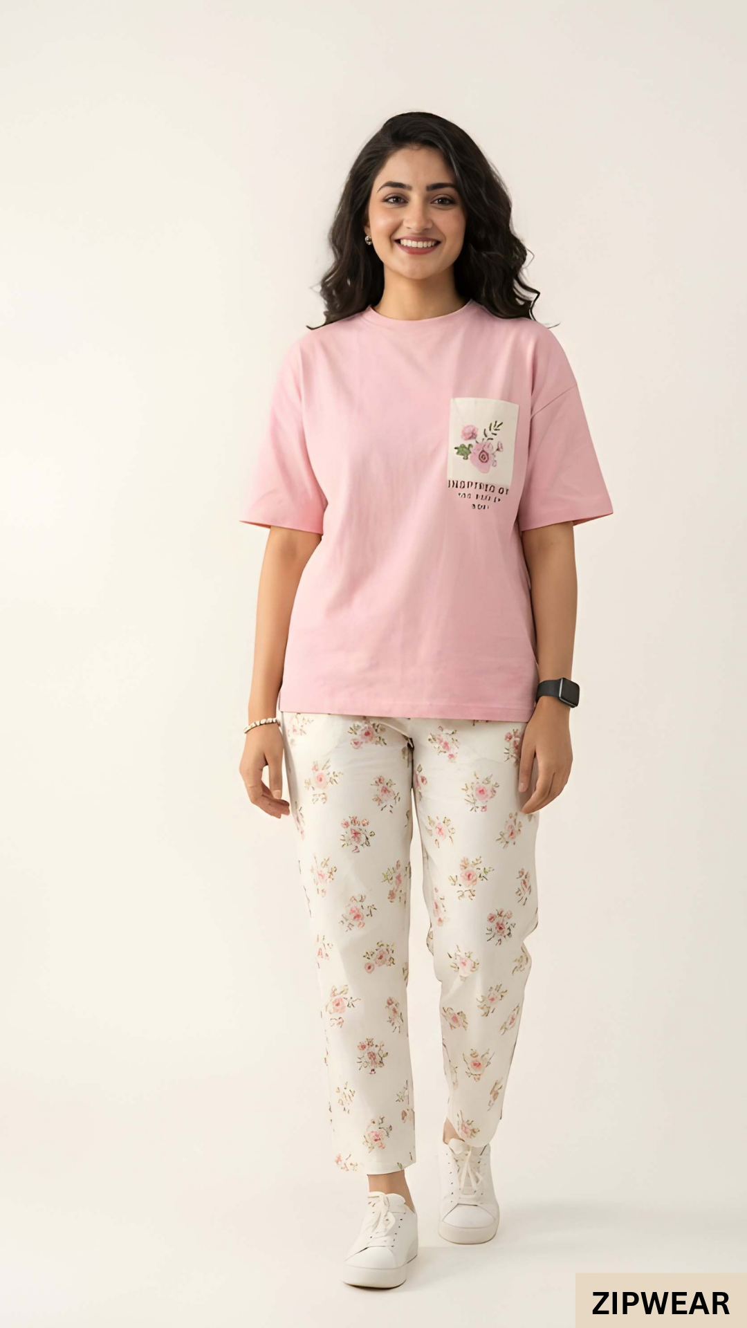 Pink Pocket Print - PJ Suit