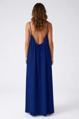 Stunning Backless Maxi Dress - Midnight Blue