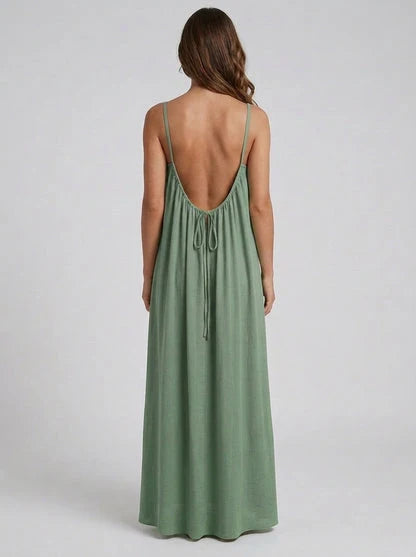 Stunning Backless Maxi Dress - Light Green