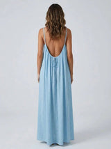 Stunning Backless Maxi Dress - Sky Blue