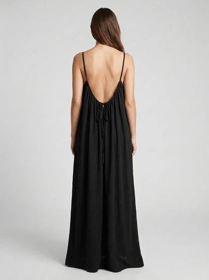 Stunning Backless Maxi Dress - Black