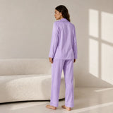 Plain Silk Night Suit - Lilac